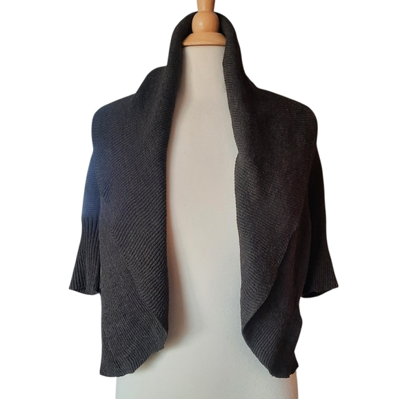 LAFAYETTE 148 Brown Wool Shawl Collar 1/2 Sleeve Shrug Cardigan Sweater Sz XL - Picture 7 of 9